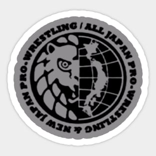 AJPW and NJPW combined Logo B&W Sticker